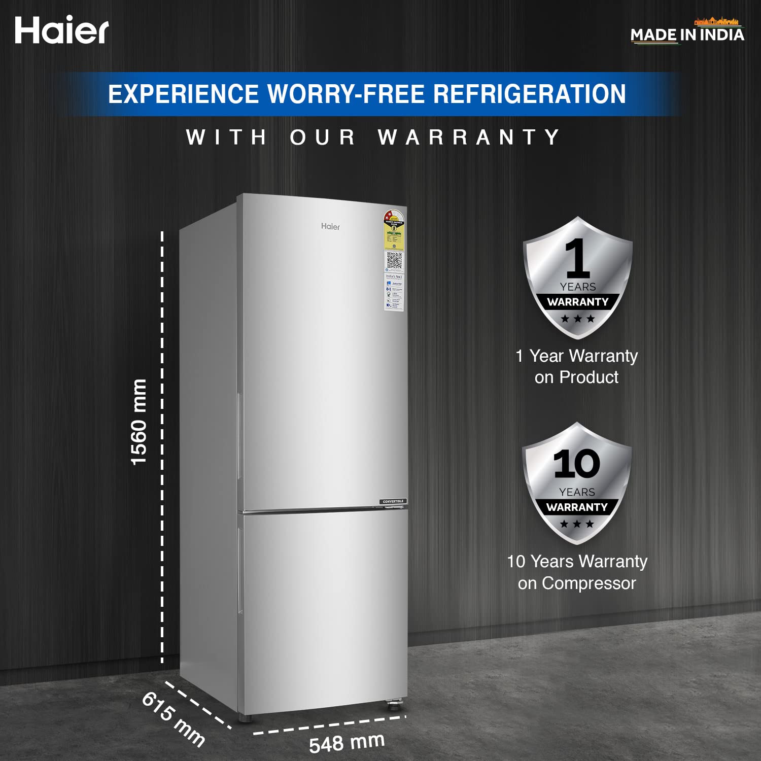 Haier L Star Frost Free Double Door Bottom Mount Refrigerator Heb