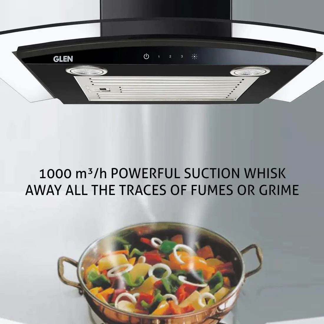 Glen kitchen chimney 6071 online black ex 60cm