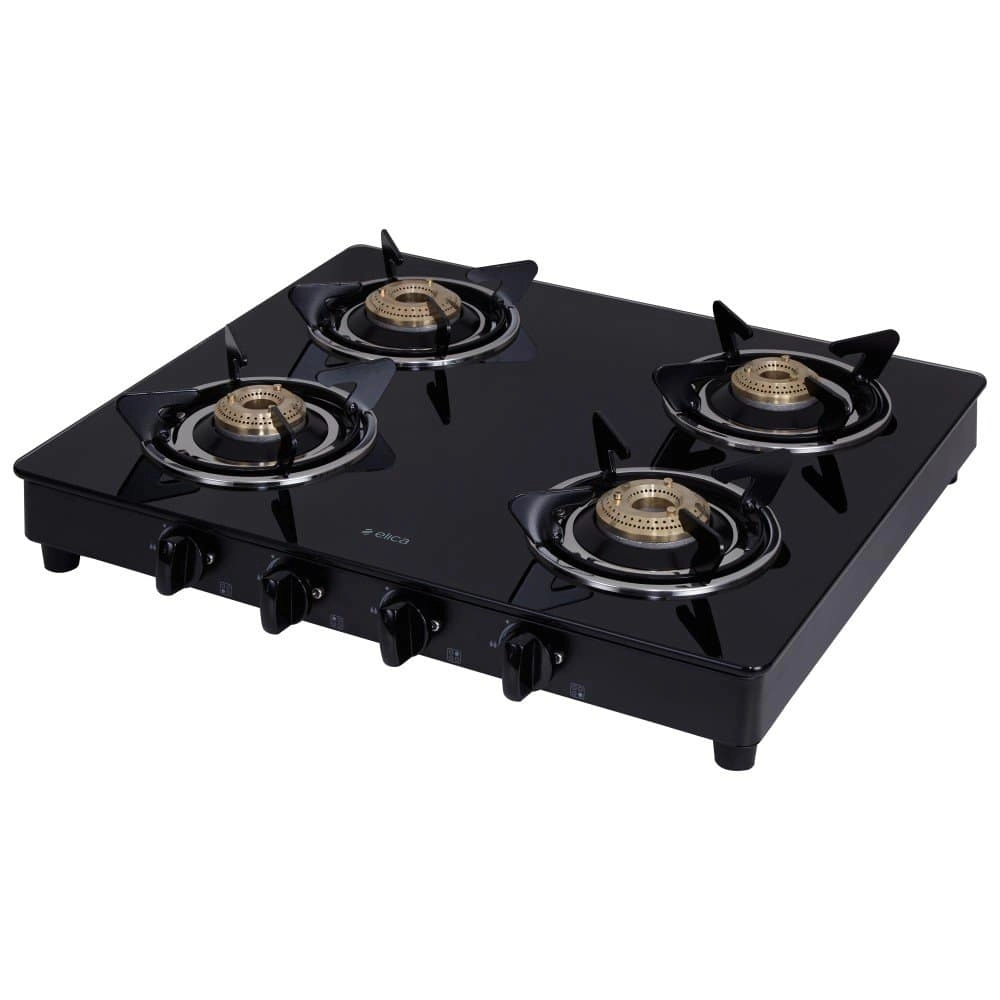 elica vetro glass 4 burner top gas stove