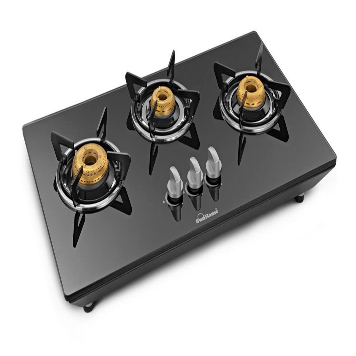 sunflame gas stove 3 burner glass top automatic