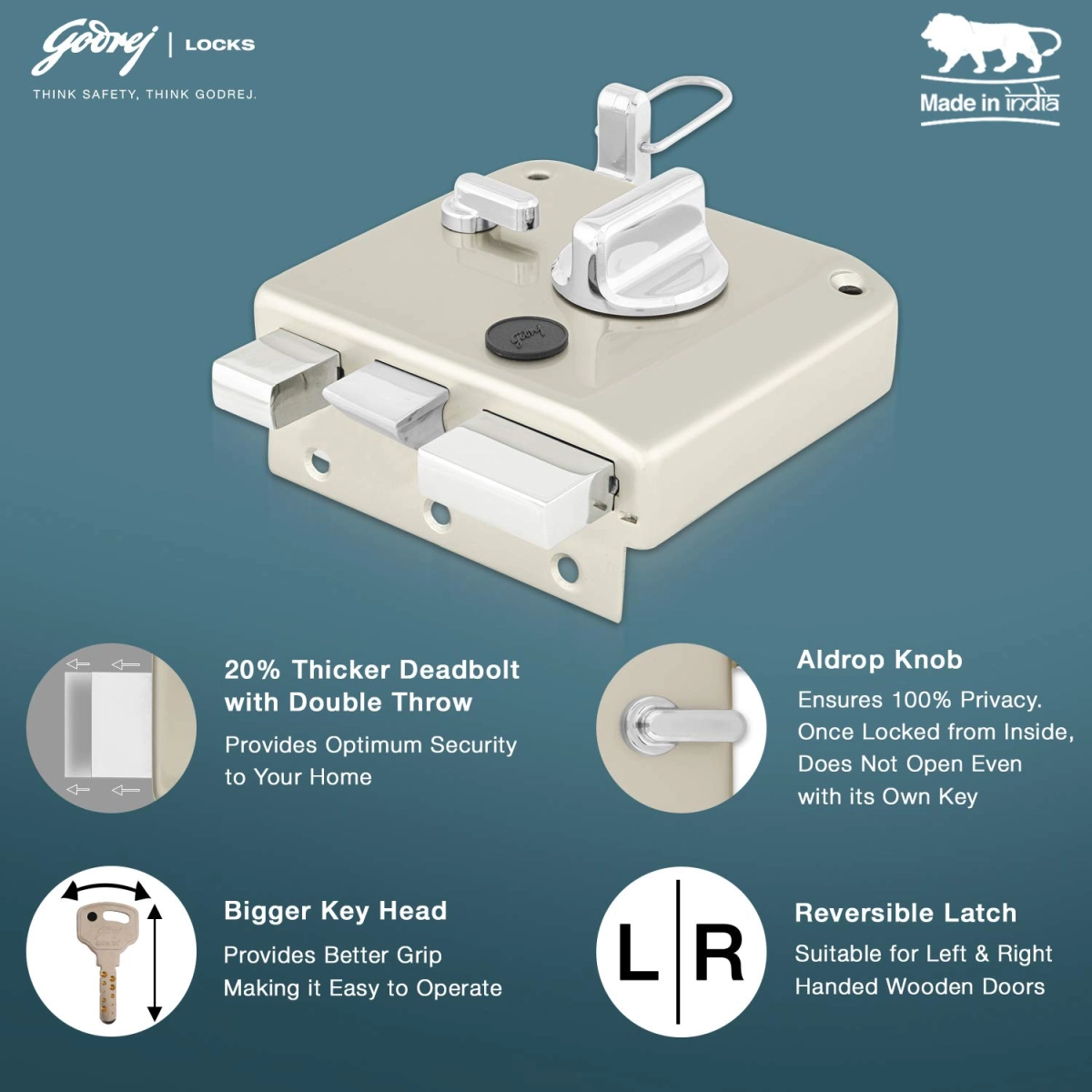 Godrej Inside Opening 7 Lever Night Latch (Brown) : Amazon.in: Home  Improvement