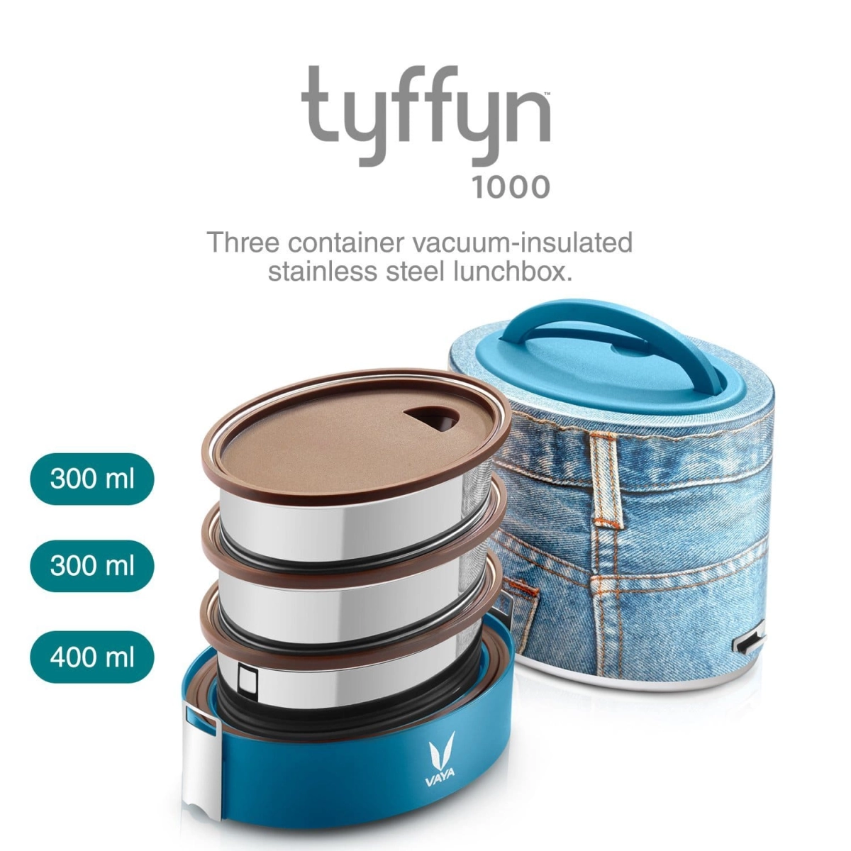  Vaya: 3 container Tyffyn Lunch Boxes