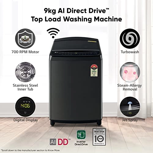 Lg fully automatic washing machine 9kg online top load