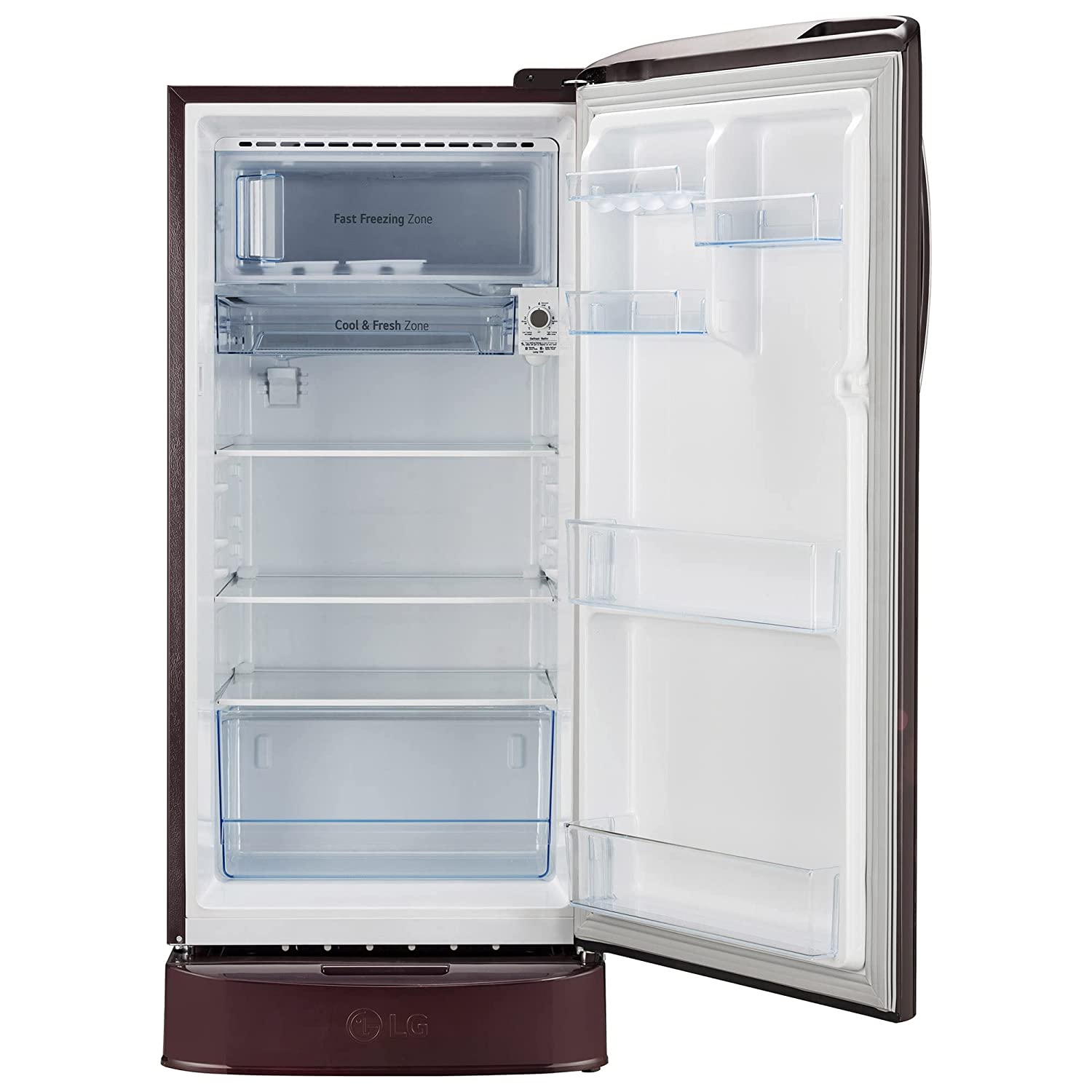 LG 201 L 5 Star Inverter Direct-Cool Single Door Refrigerator (GL-D211HSEZ, Scarlet  Euphoria, Base