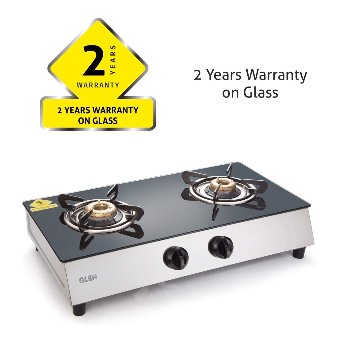 Buy Glen 2 Burner Stainless Steel plus Glass Gas Stove 1023 GT Retro