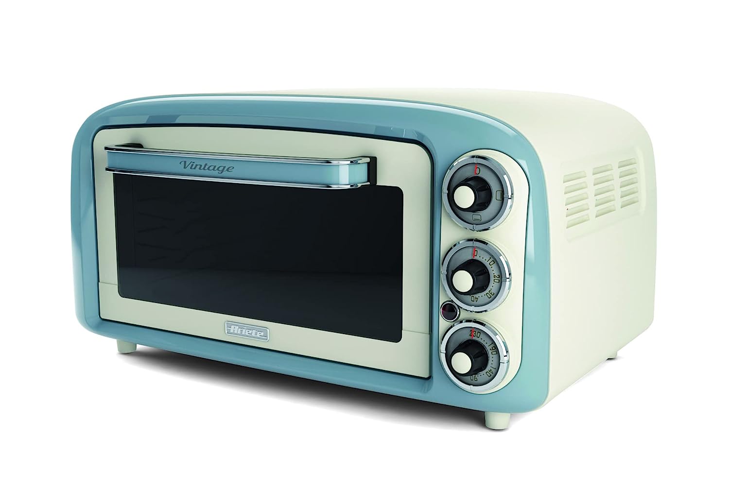 Ariete Vintage 18 Litres Oven with 3 Cooking Modes, 60 Minute Timer, Stainless Steel Grill (VINTAGEOVEN18LT, Light Blue)