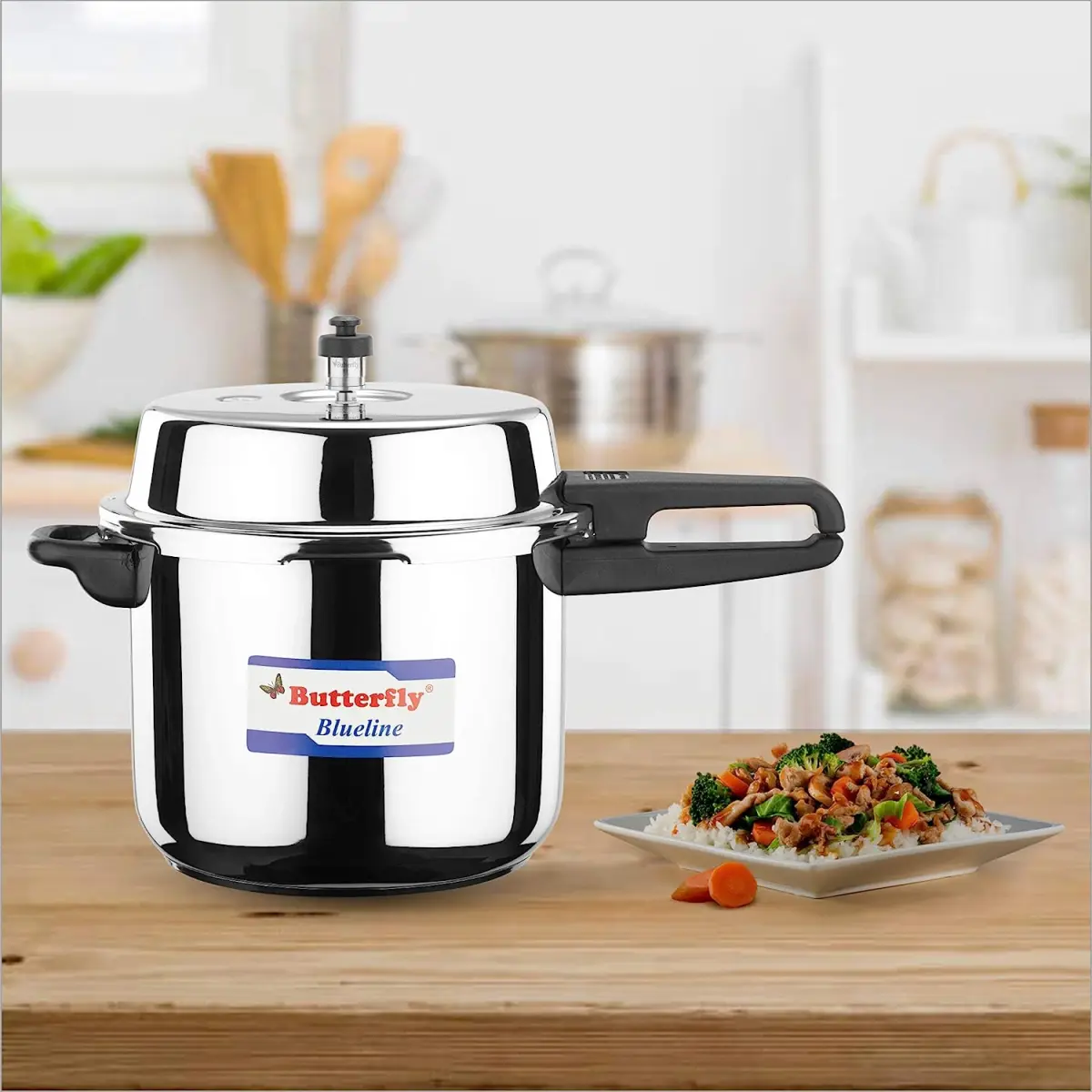 Butterfly Blue Line Stainless Steel Outer Lid Pressure Cooker 10