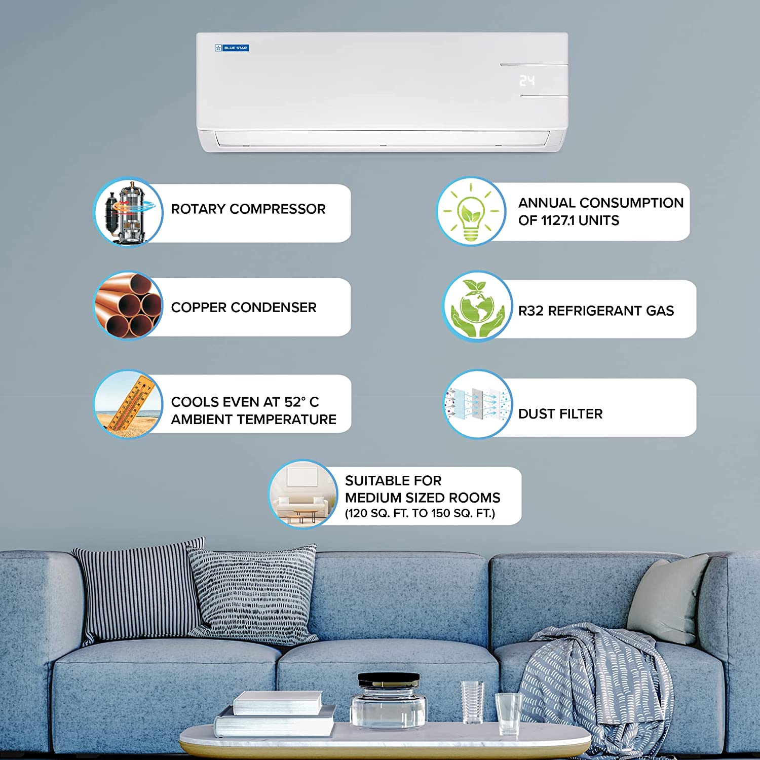 Buy Home Appliances online India-Vasanth & Co Buy Bluestar 1 Ton 3 Star  IA312TNU Inverter Air Conditioner - Vasanth and Co