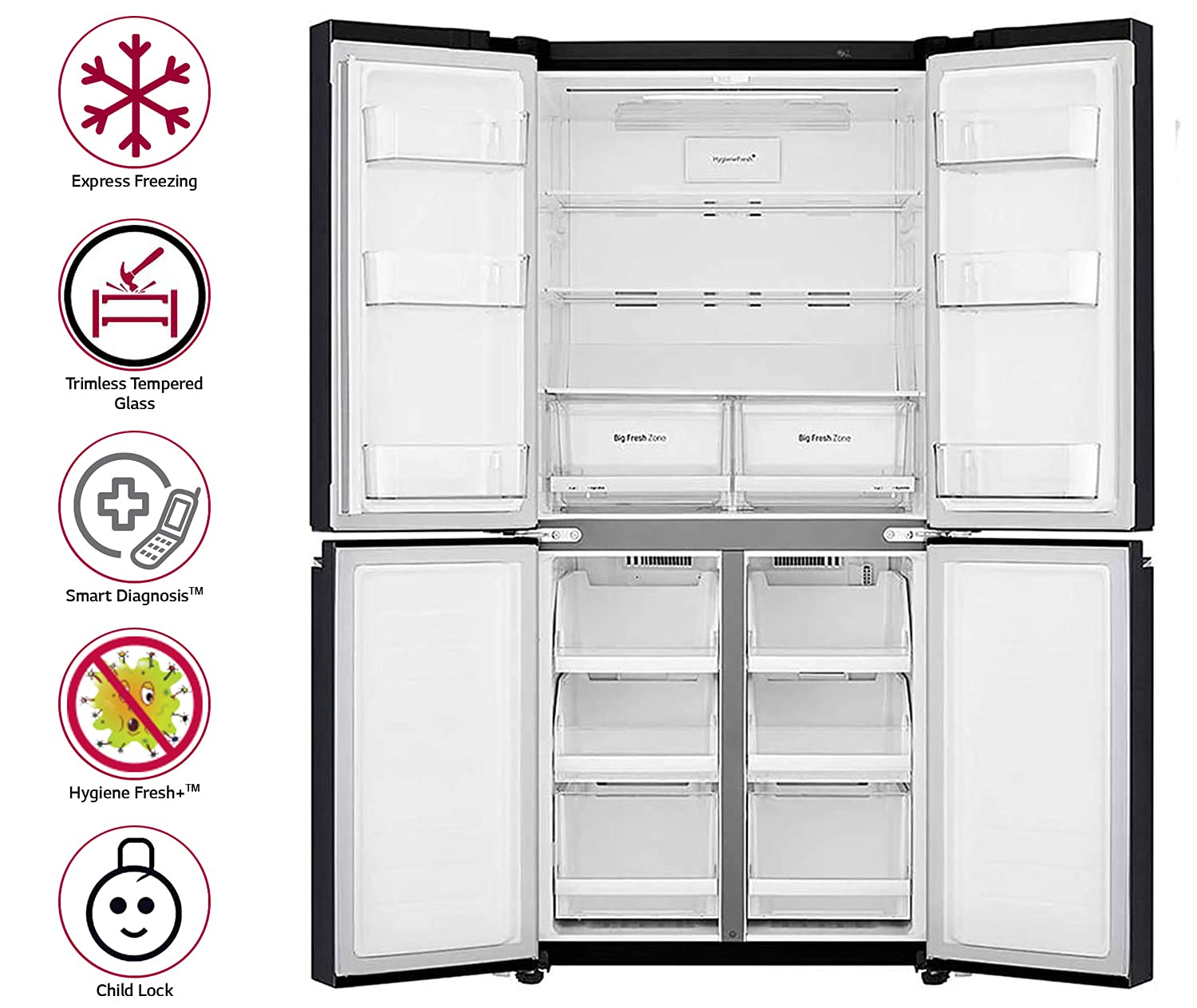 Lg 594 l side store by side refrigerator