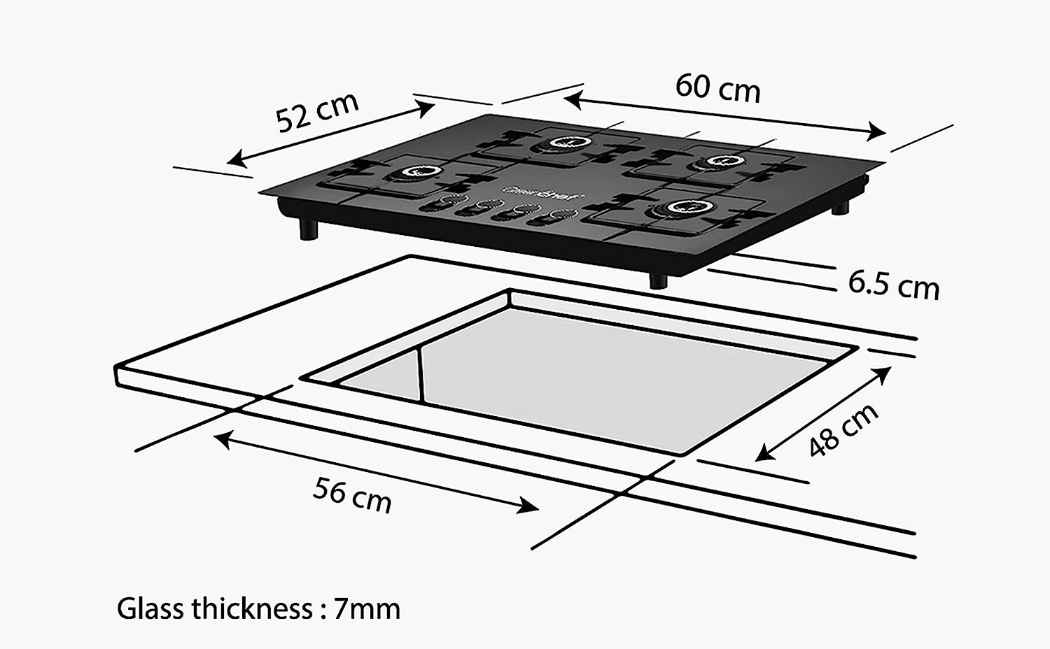 Greenchef Hob Top 4BRKelvin Auto Ignition Glass top Gas Stove (4