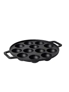 Prestige Cast Iron Appam Pan 26 CM, Duel Handle Appam Pan with Glass Lid  with