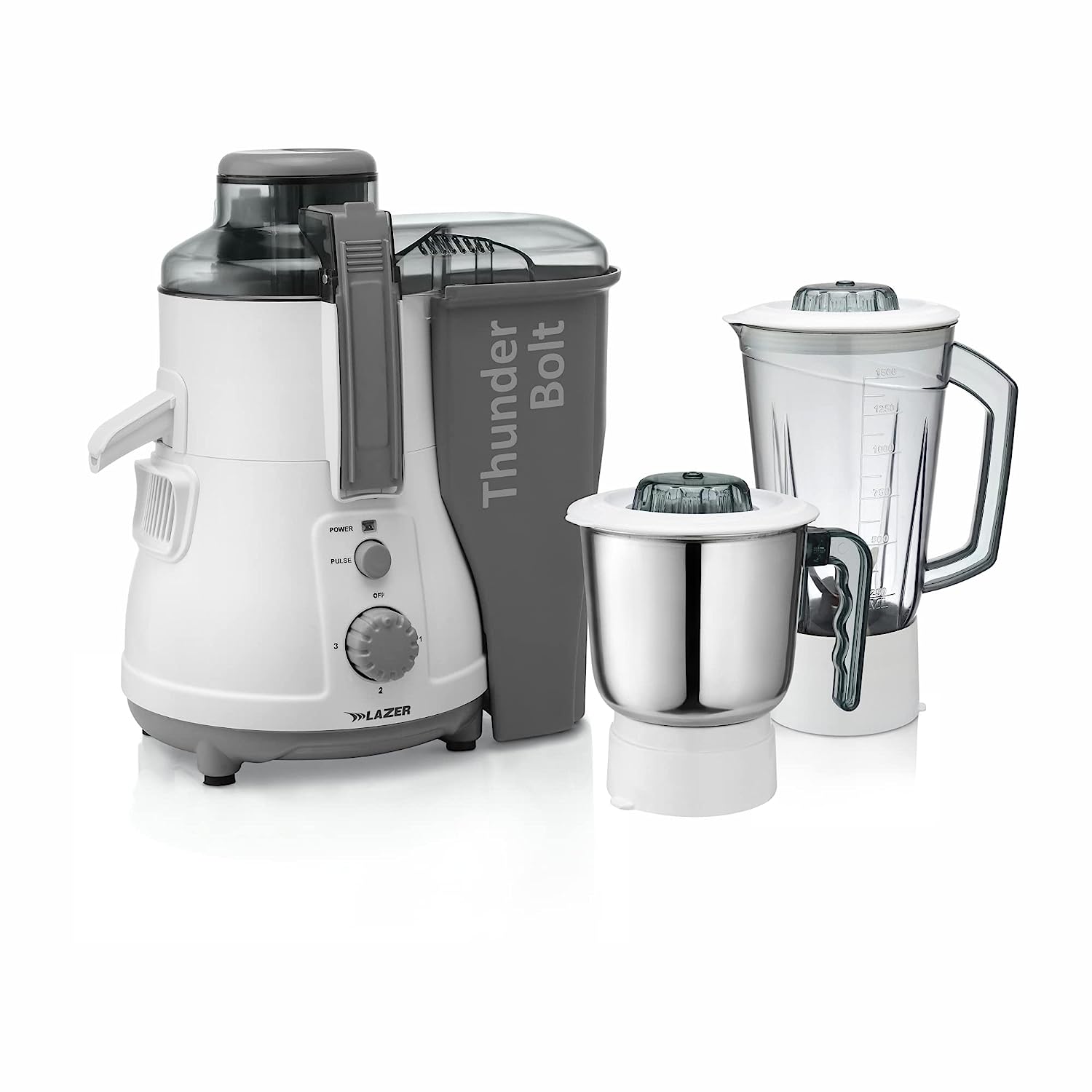 Lazer Thunder Bolt 2 jars 950W Juicer Mixer Grinder (Grey White)