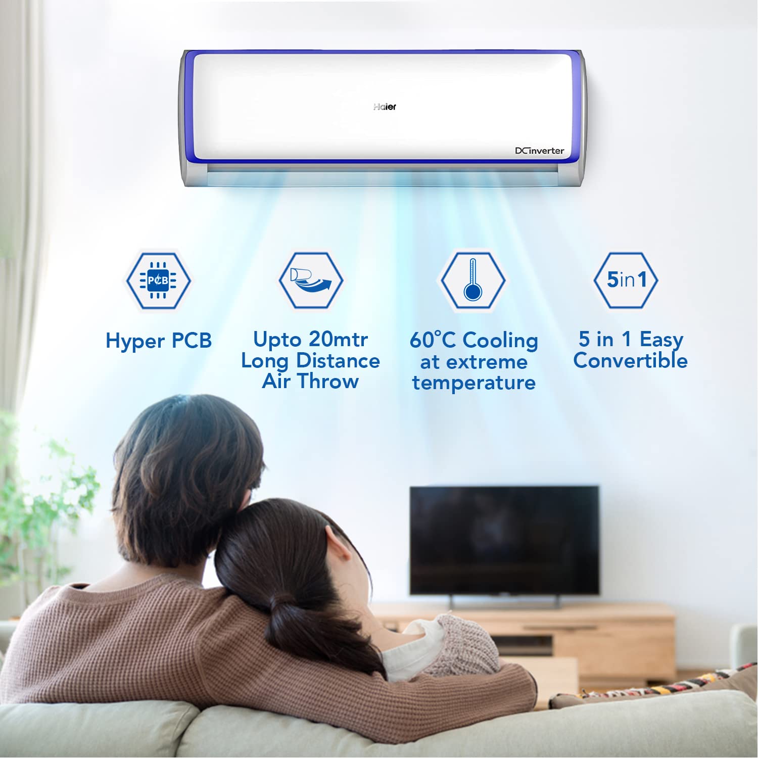 Haier Frost Clean Inverter Split AC with 5 in 1 easy Convertible (1.6