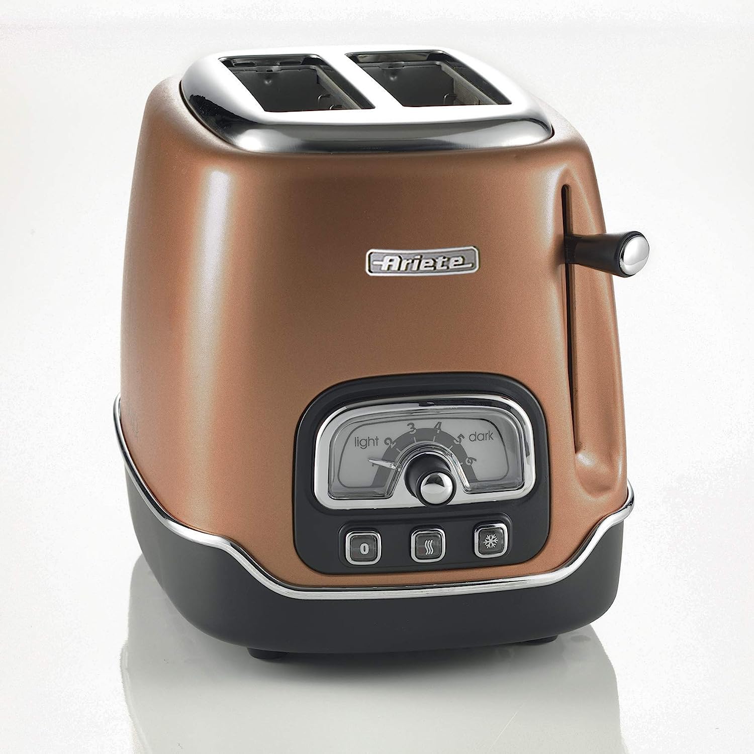 Ariete Tostapane Classica 158/38, Electric Toaster 2 Slices, Without Tongs,  815 W, 3 Functions, 6 Browning Levels, Copper