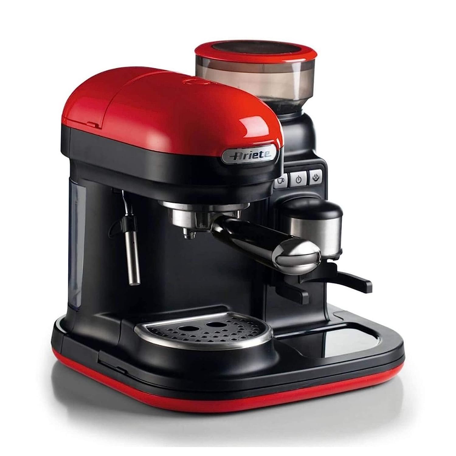 Ariete Metal Coffee Machine 1312, 1600 Watt, 15 Bar, 220 g Bean Capacity,  Grinding Adjustment, Digital