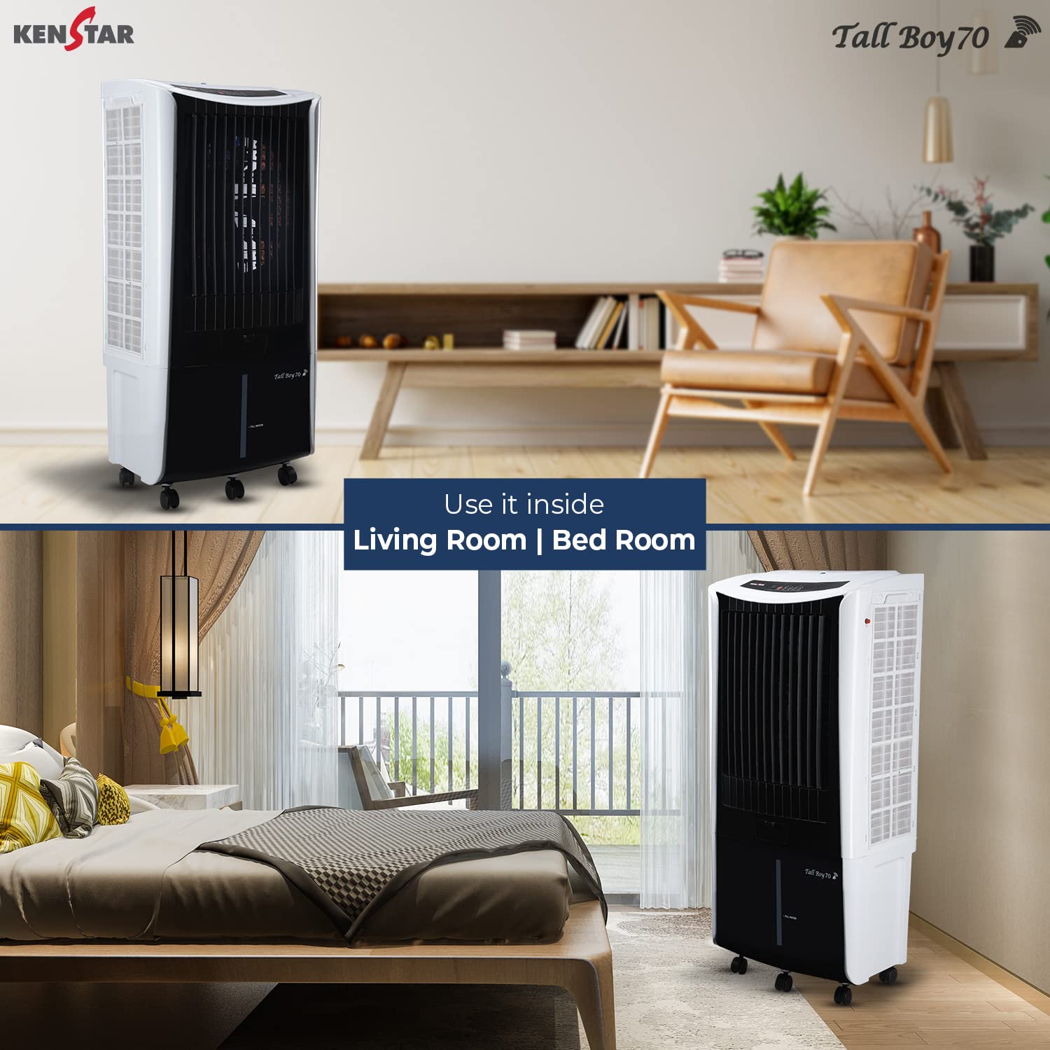 KENSTAR Tall BOY 70l Desert Cooler White & Black