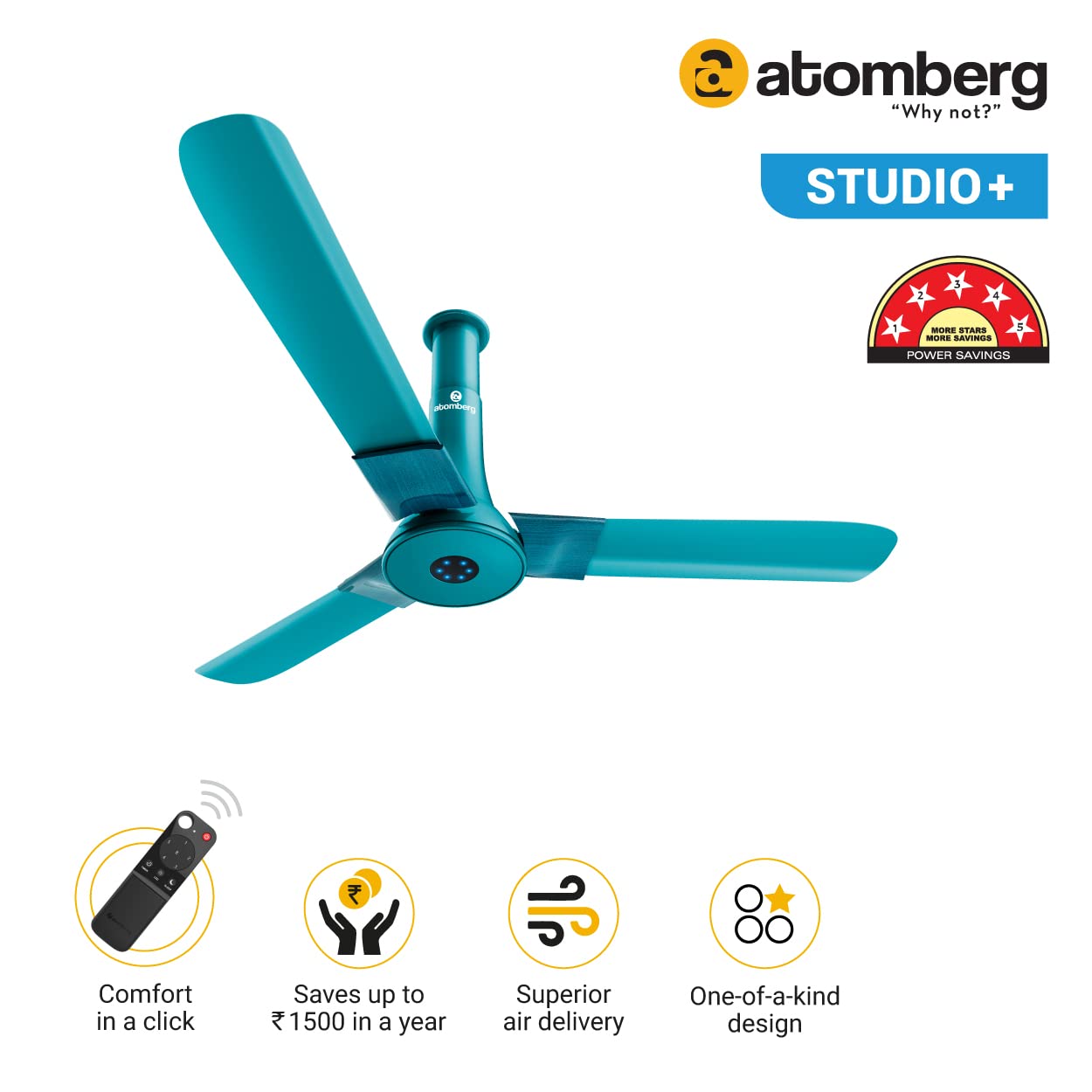 Atomberg Fan Studio+ 1200mm Aegean Blue