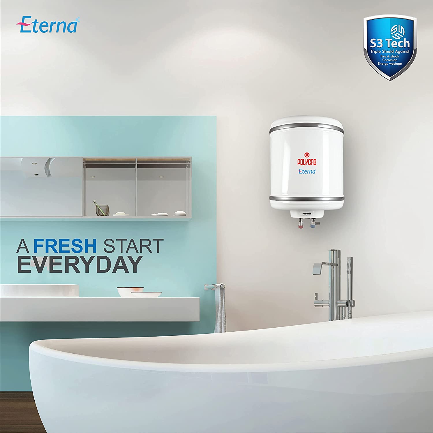 Polycab Eterna 6Ltr Electric Storage Water Heater (Geyser) with 4 Star ...