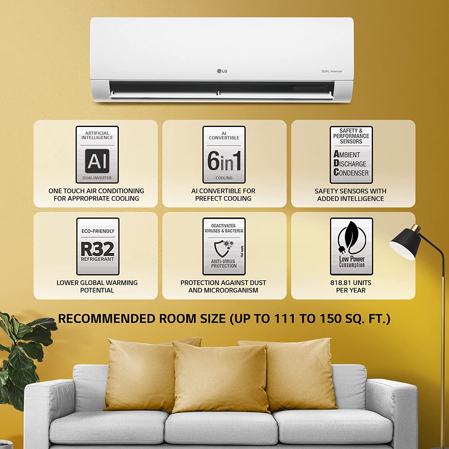 1 lg 1.5 ton 5 star dual inverter split ac