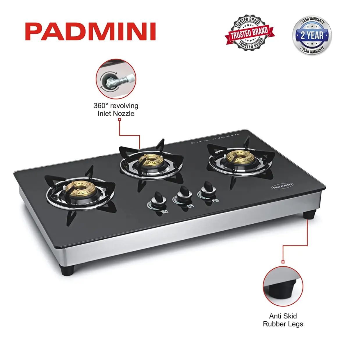 Padmini gas shop stove 3 burner