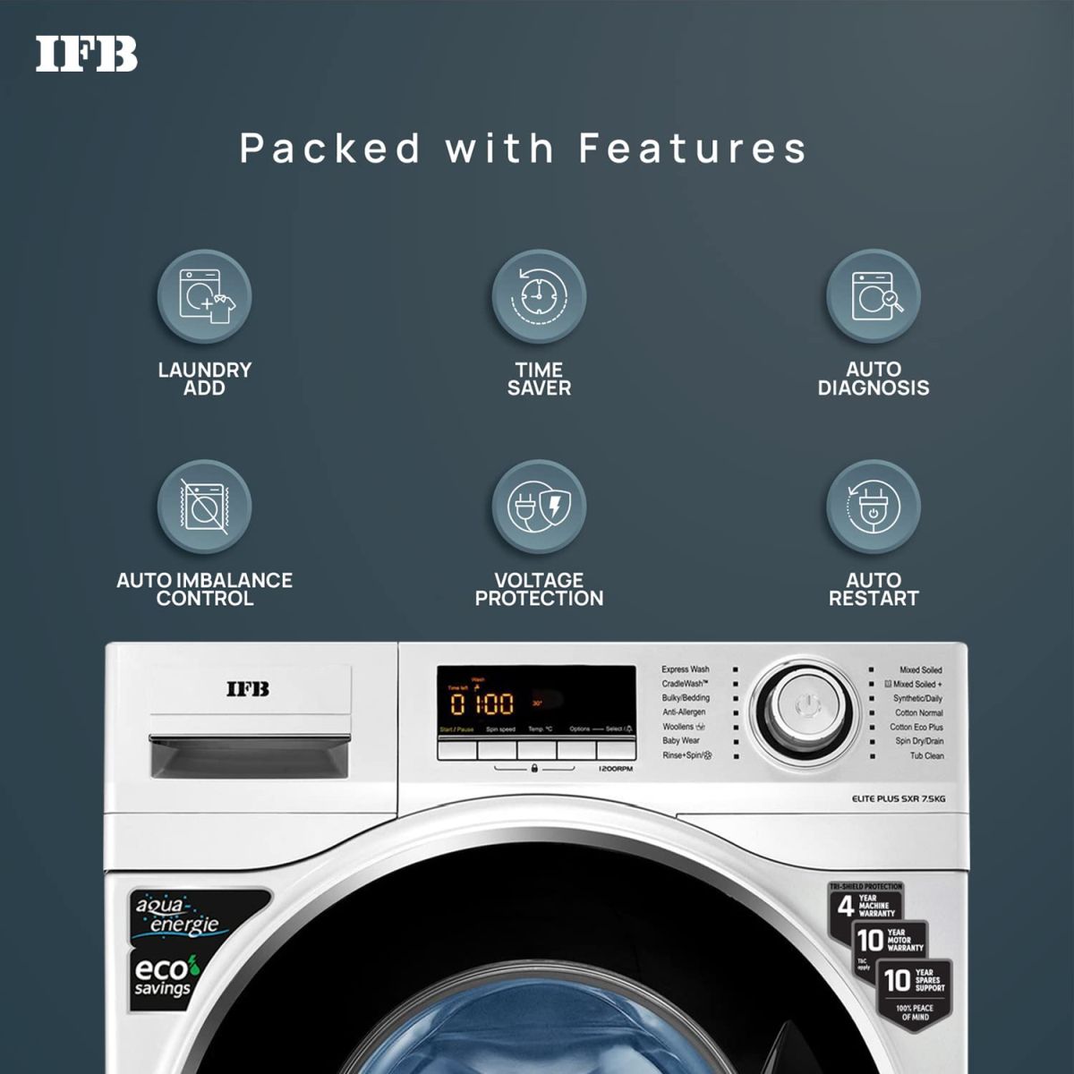 Get Sparkling Clean Clothes with IFB Elite Plus SXR Washing Machine 5 Star Rating 7.5 Kg
