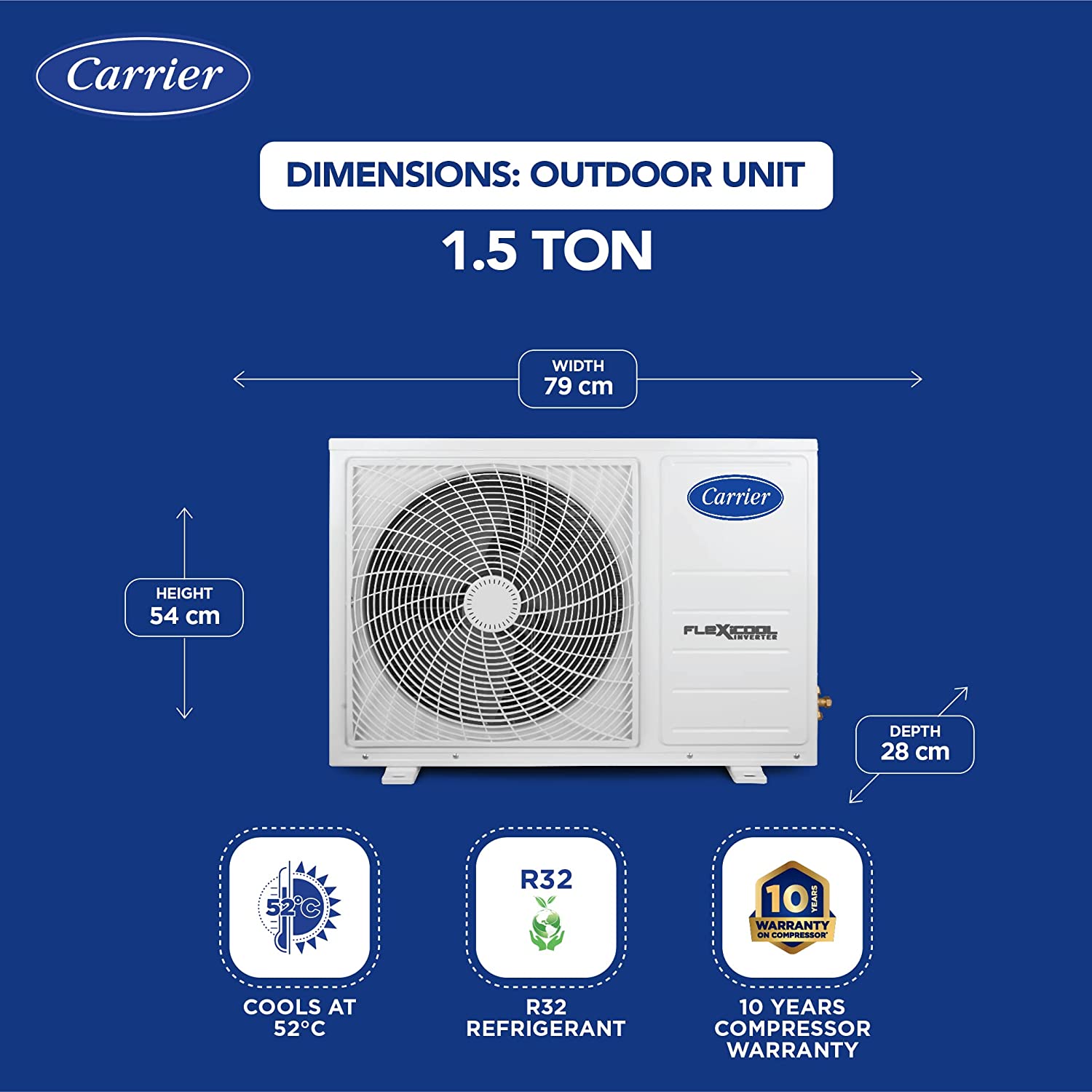 Carrier Inverter Split AC ‎CAI18ES5R33F0 1.5 Ton 5Star White
