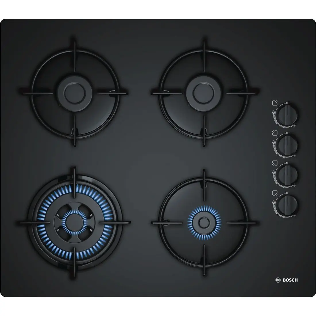 Bosch Built in Gas HOB POH6B6B10I 4 Burners Glass Black