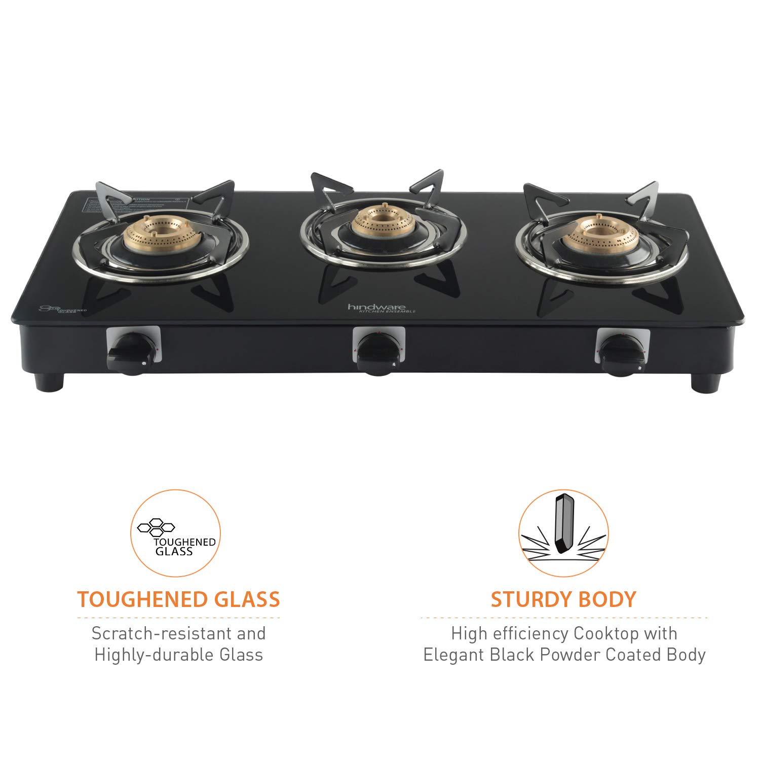 Buy Hindware Gas Stove Bruno 3 Burners Glass top For Best Price