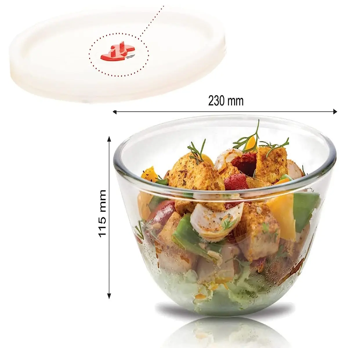 Buy Borosil Glass Mixing & Serving Bowl With Lid, Oven & Microwave