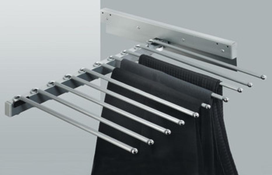 Hafele Trouser Rack Pull Out 30Kg Weigth 9 Adjustable Braces With Anti Skid  Rubber Coating / 807.95.321
