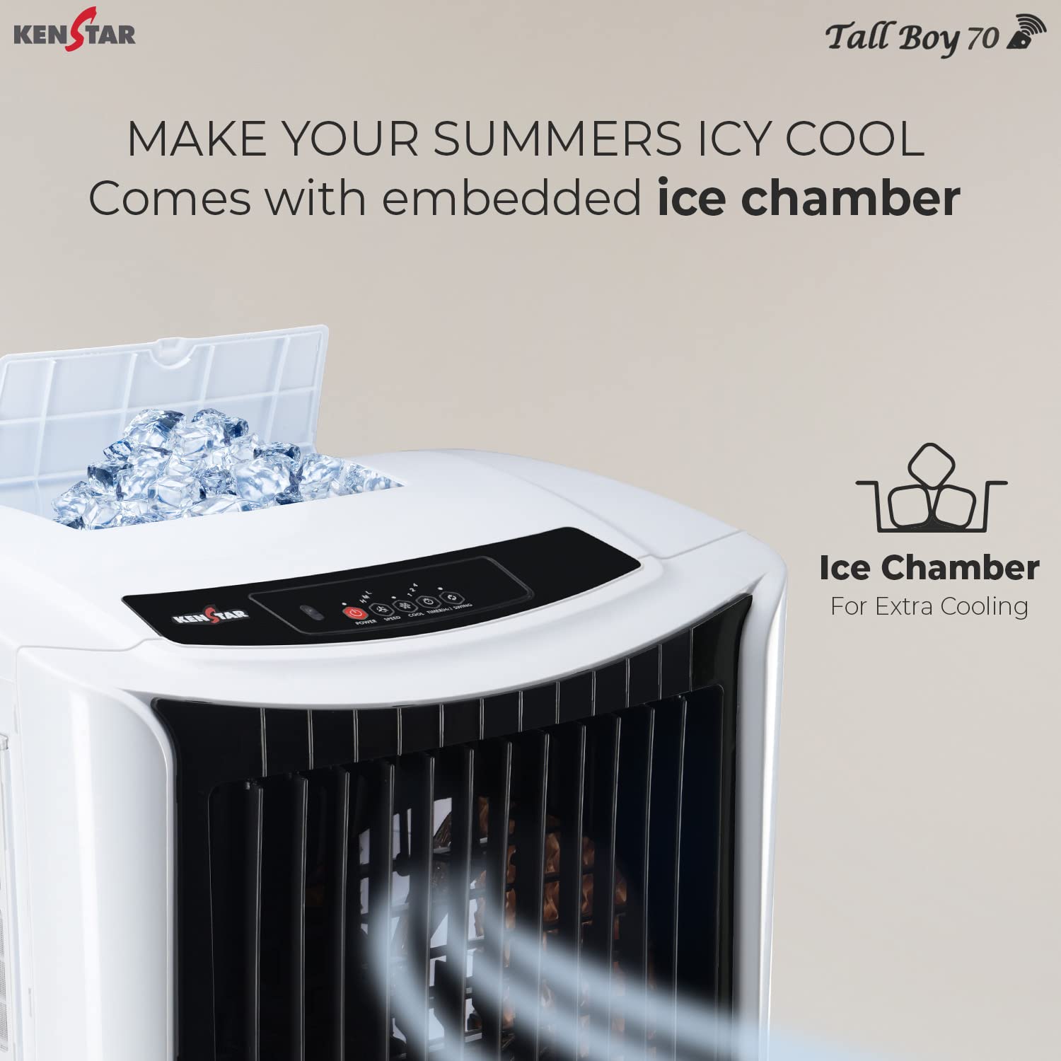 KENSTAR Tall BOY 70l Desert Cooler White & Black