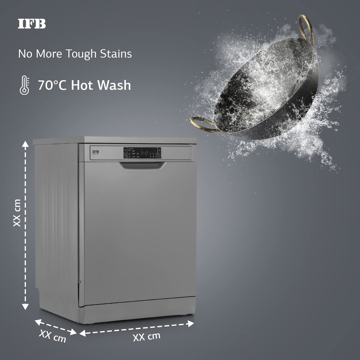 IFB 12 Place Settings ‎Hot water wash Free Standing Dishwasher (Neptune