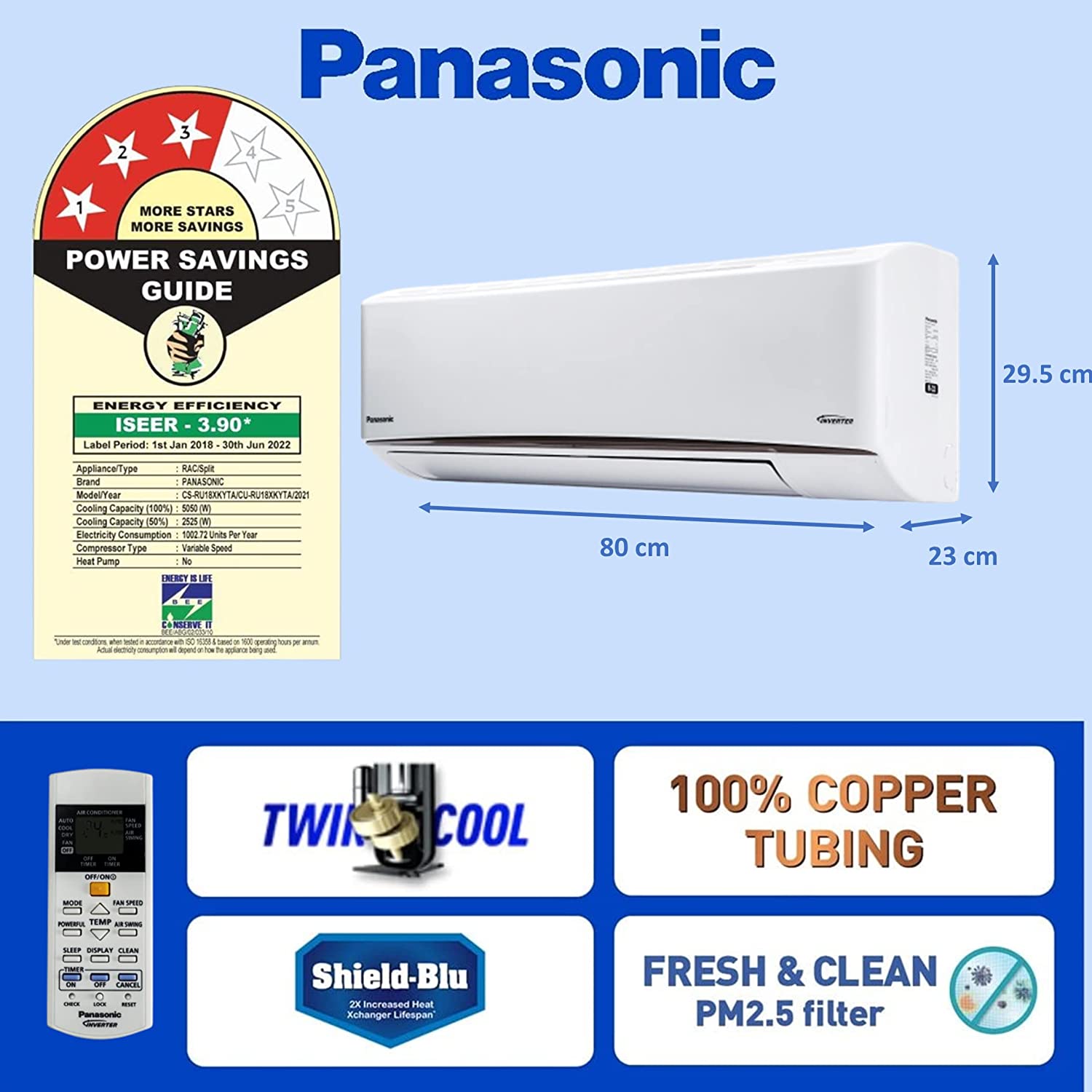 panasonic ac 1.5 ton 3star