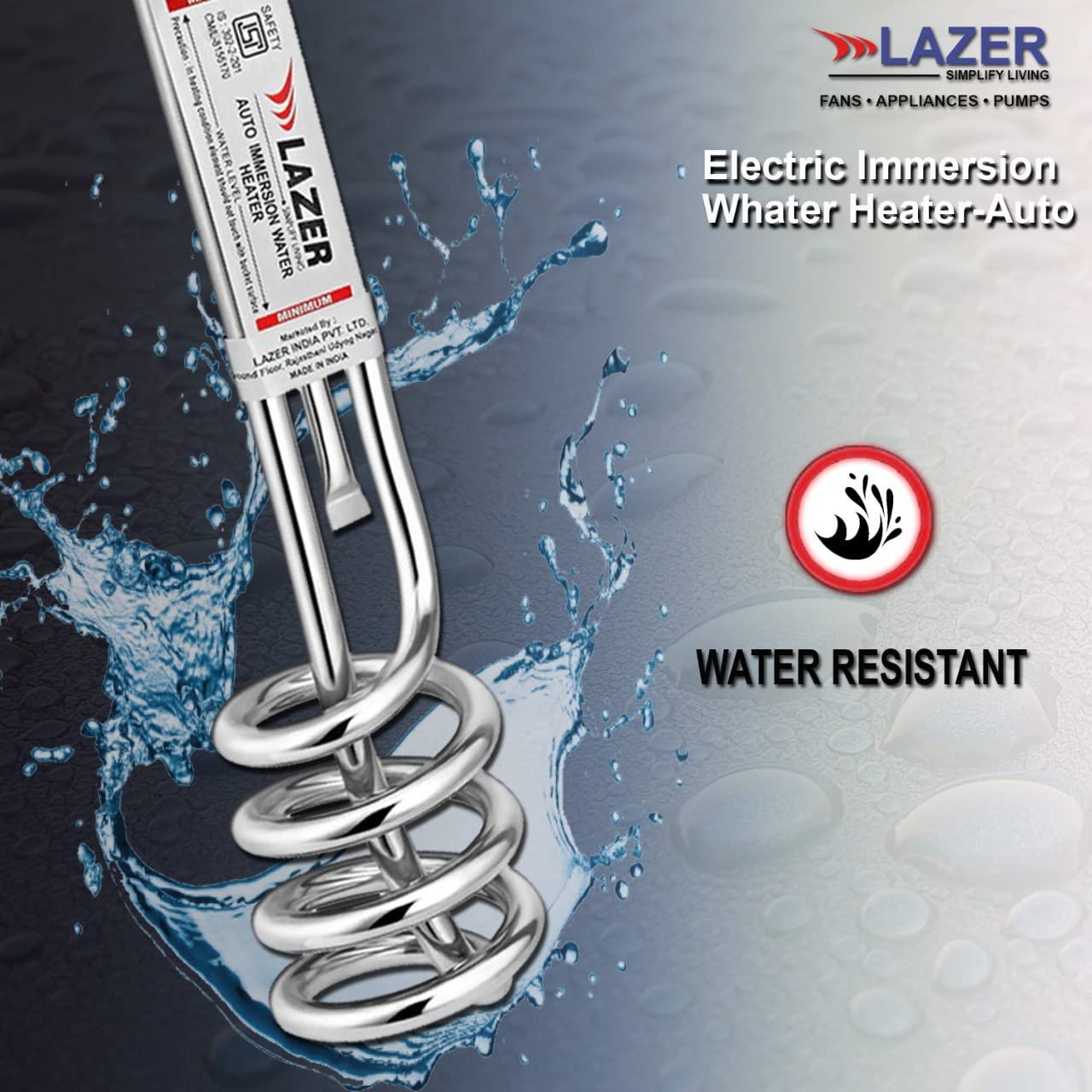 Lazer Aqua Therm 1000 Watt Copper Tube Auto Temperature Control